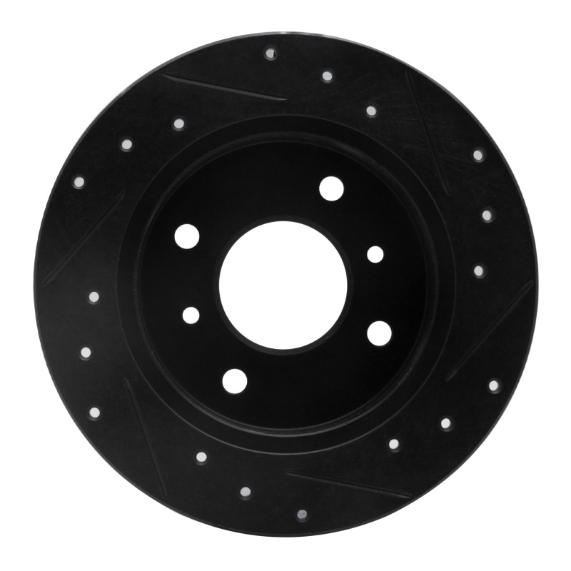 Infiniti G20 Brake Rotor (1) - Rear Left - R1 Concepts - Drilled & Slotted - Black - `90-`06